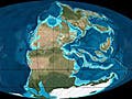Computer-generated image of Earth with continents aggregated together.
