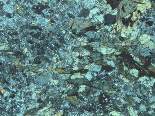 Sample SC-38 under crossed polarized light.