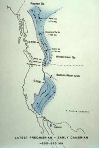 Late Precambrian-Early Cambrian layers.