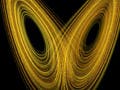 Two spirals of color intermingling at their bases.
