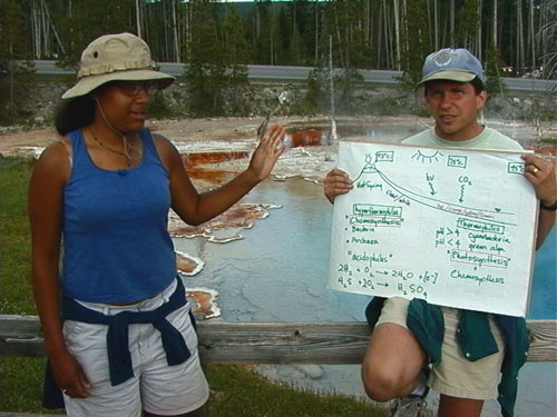 Students describing microbial ecology of the Yellowstone Hot Springs.