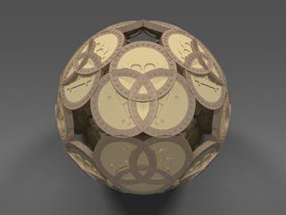 A polyhedron whose faces are made of Bitcoins