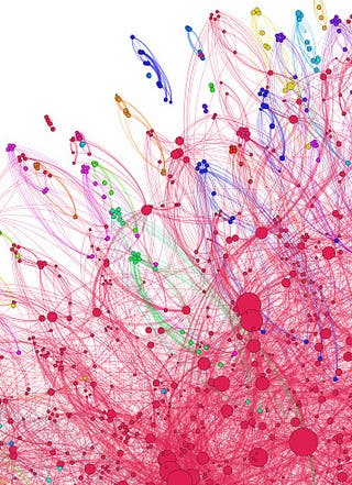 Colorful network graph of connect nodes.