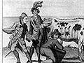 Political cartoon depicting 18th century Euro-American economic relations.