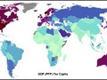 World map depicting GDP per capita.