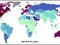 World map depicting GDP per capita.