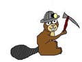 A drawing of a beaver wearing a mining hat.