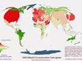World map showing ecological footprint by region.