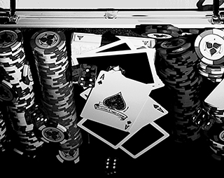 Playing cards and poker chips.