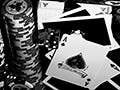 Playing cards and poker chips.