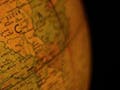 Close up photograph of globe, showing Africa. 