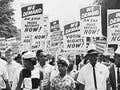 A group of picketers carrying protest signs.
