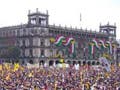 Thousands of people protesting in Mexico City.