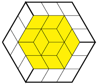Rhombille tiling. Each rhombus has two 60° and two 120° angles.