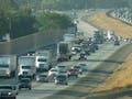 Traffic jam on Los Angeles highway.