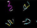 Computer-generated image of colorful, twisted bands.