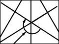 An equilateral triangle with three axes running through it.