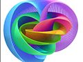 Three spheres made up of circles.