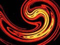 Red and yellow swirls on a black background.