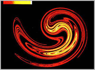 Red and yellow swirls on a black background.