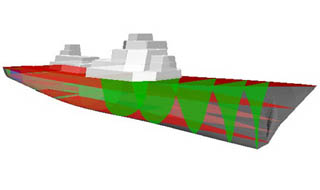 Computer-generated model of a ship.