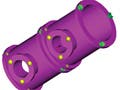 An illustration of a interlocking pipe sections.