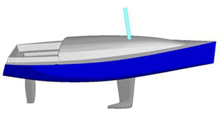 Sailing yacht design created using a Computer Aided Design (CAD) program.