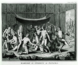A drawing of a Native American marriage ceremony.