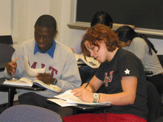 A series of photos as an animated gif of the students in class.
