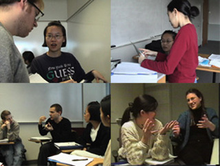 A photo montage of students participating in class activities.