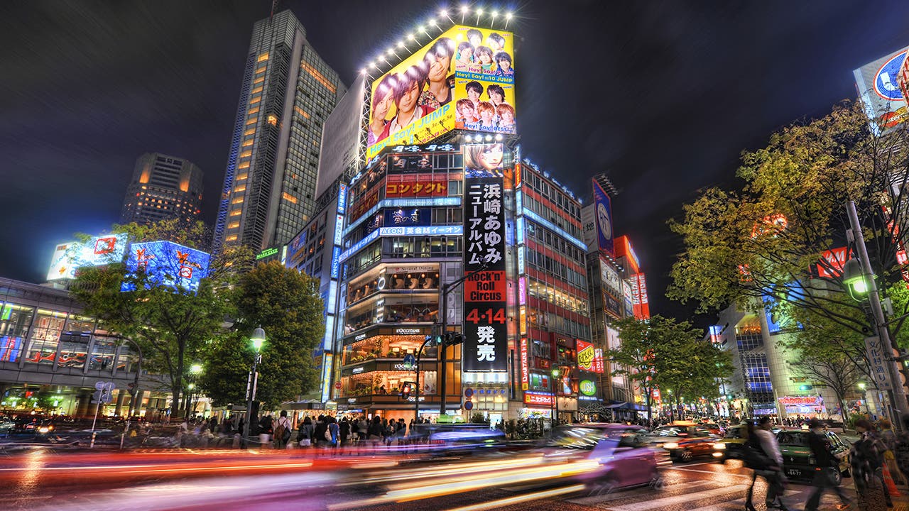 Street scene at night from Japan