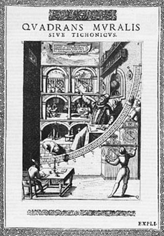 A photograph of a page in Astronomicae Instaurata Mechanica, 1598.