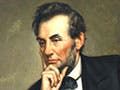 A painting of a seated, strong-faced, suit-wearing young man with his chin in his hand.