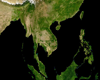 Satellite image of Southeast Asia.