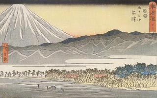 Japanese woodblock print of Mt. Fuji, circa 1850.
