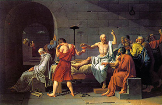 Painting of Socrates and friends.