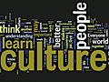 Image showcasing a collection of words that are associated with world culture thoughts and themes.