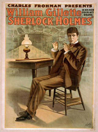 Illustration of Sherlock Holmes starring William Gillette.