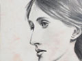 Two portraits of an old man on the left and a woman wearing a hair bun on the right.