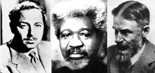 Photographs of Tennessee Williams, Wole Soyinka, and George Bernard Shaw.