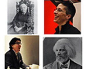 Four photos of American authors of biographies, memoirs or autobiographies: Harriet Jacobs, Alison Bechdel, Sherman Alexie and Frederick Douglass.