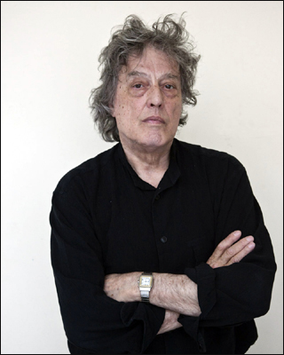 Photograph of the playwright Sir Tom Stoppard at a rehearsal for a new play.