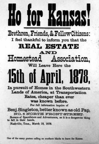 Black Migration -- Exoduster Movement, 1878.