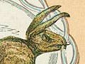 An illustration showing a selection of game dishes on white plates, including: boiled rabbit; partridge; roast hare; pheasant; and wild duck.