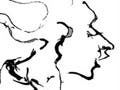 Expressive drawing of a woman singing.