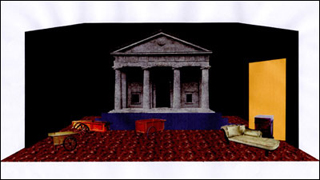 Drawing of a set for Lysistrata.
