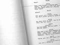 Photograph of a page from a theatrical script.