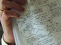 Hand-written diagram outlining a plan for a short story.