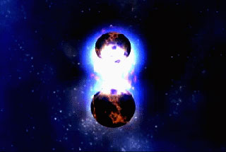 Photo of neutron star collision. This was perhaps caused by a collision of two older black holes or two neutron stars.