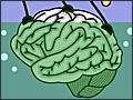 In a vat, a brain floating in liquid is connected to a computer.  A thought bubble above the brain reads "I'm walking outside in the sun!!"